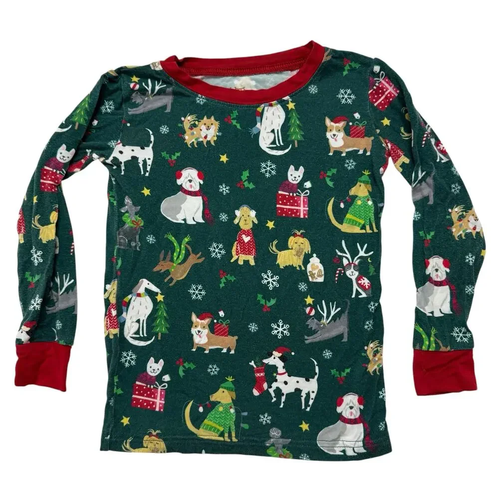 LITTLE SLEEPIES Holiday Hounds Bamboo Viscose Pajama Set 2T Christmas Dog Unisex